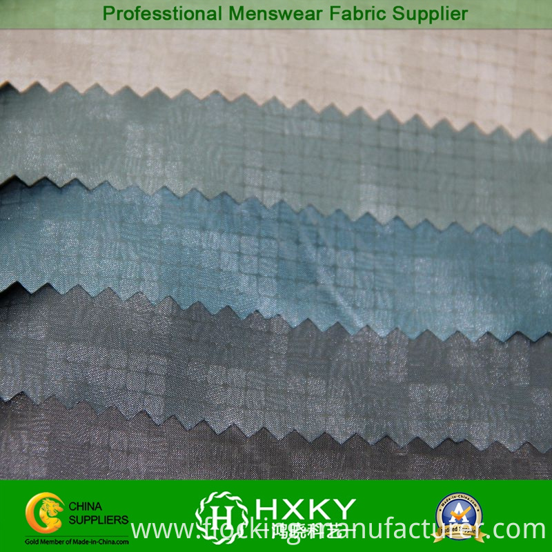 Gradient Checks Embossed Polyester Taffeta Fabric for Men's Jacket